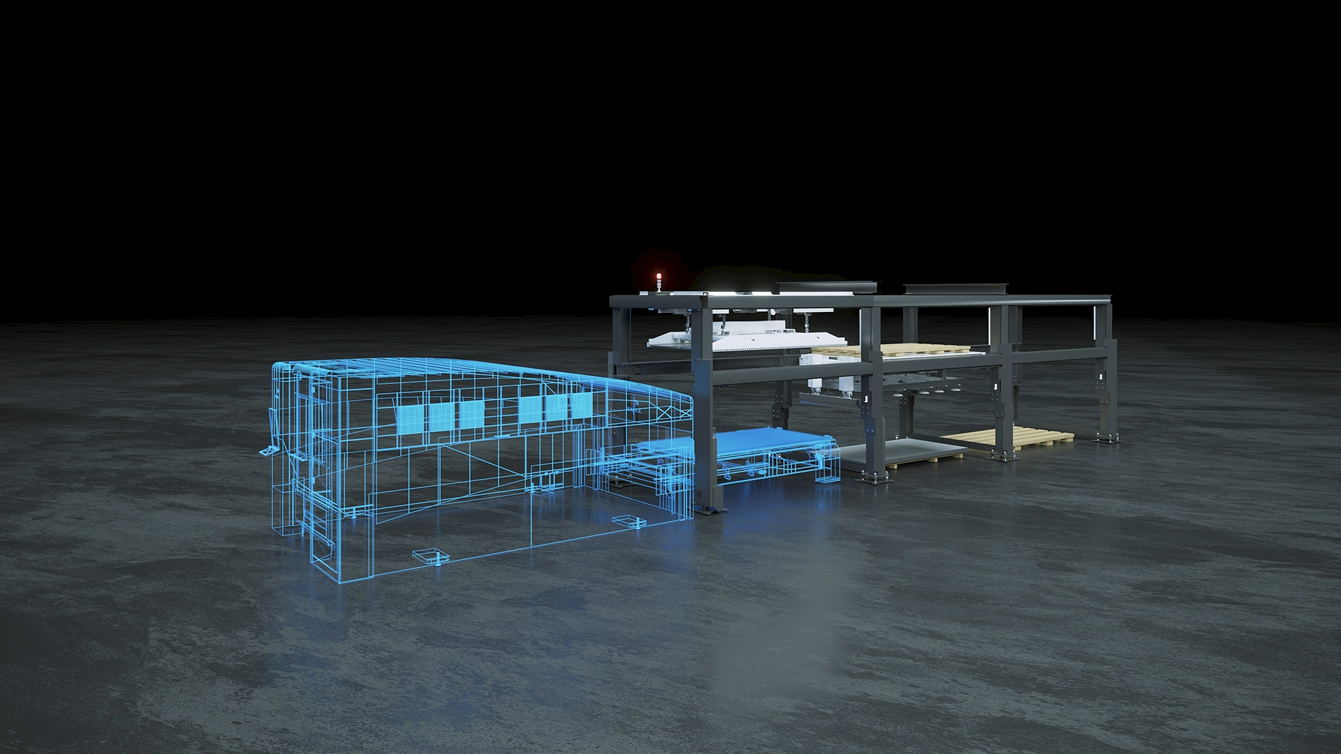 Rendering des Automatisierungssystems Eagle CRANEmasterLinearExtended