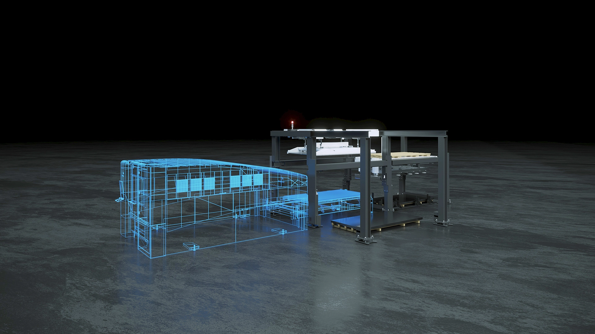 Rendering des Automatisierungssystems Eagle CraneMasterExtendedCross